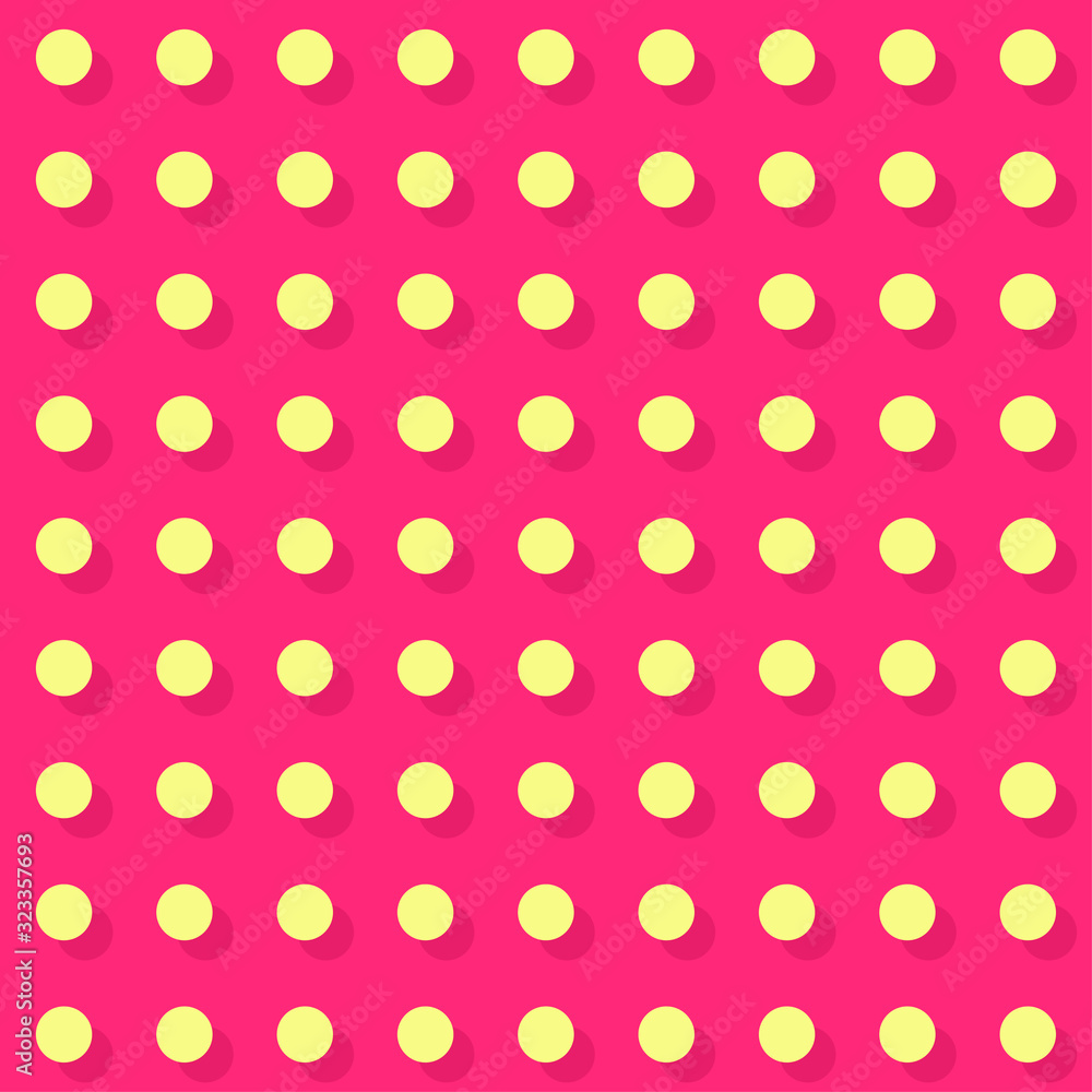 Seamless pattern with circles. Endless pink background with yellow dots. Style vintage, 60s, retro, pop art, comics. Seamless pattern with circles. Endless pink background with yellow dots. Style vintage, 60s, retro, pop art, comics.