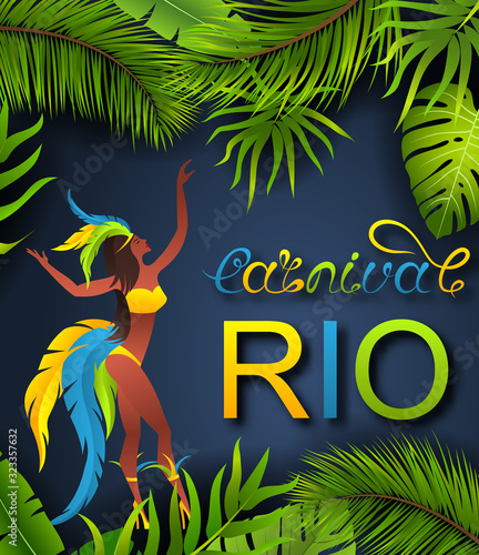 Brazilian Poster. Carnival in Rio de Janeiro, Carnaval Dancer Woman