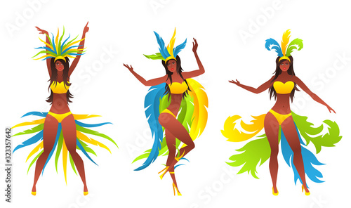 Showgirls with Brazilian Style Carnival Costumes, Carnaval Samba