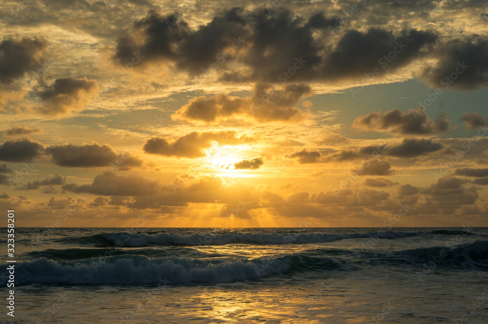 Summer seaside scenery beach sunset, sunrise background Summer seaside scenery beach sunset, sunrise background