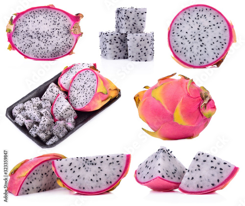 Dragonfruit healthy fresh fruit from nature isolated on a white background.