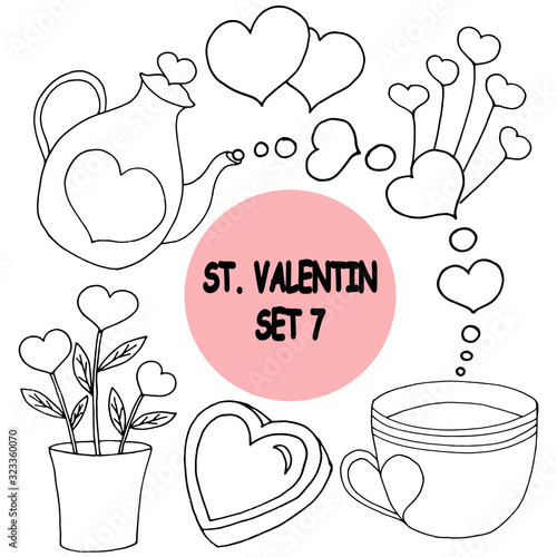 Vector on love theme. Beautiful abstract pattern with Valentine's day seamless pattern for decorative design. Logo element for wedding illustration. Vintage design. Greeting card.