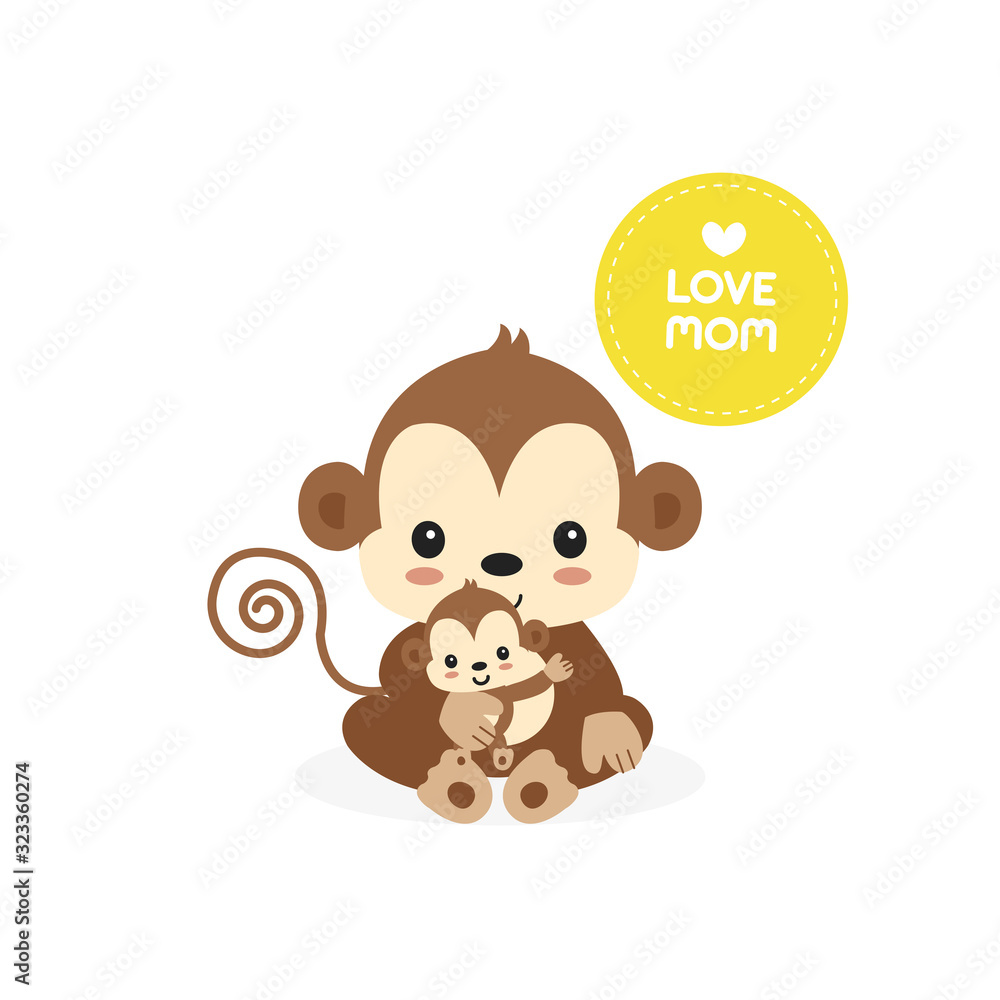 Fototapeta premium Mom and baby monkey.