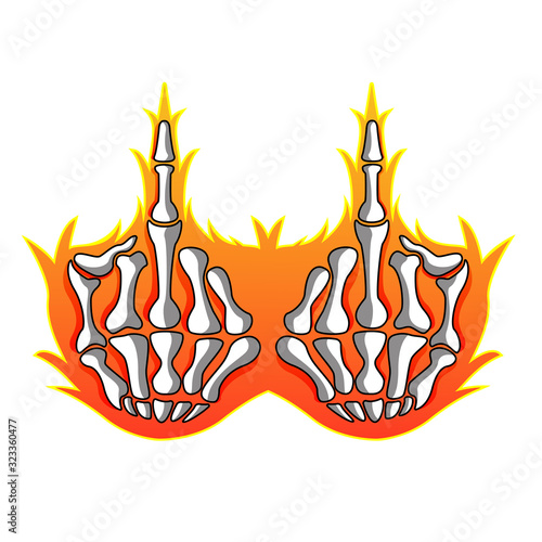 Skeleton middle finger mascot logo