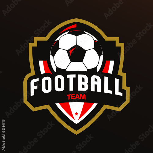 Soccer logo or football club sign badge. Football logo with shield background vector design