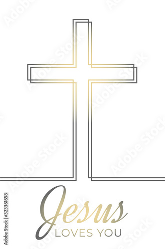 Jesus Loves You Christian Elegant Illustration on White Background