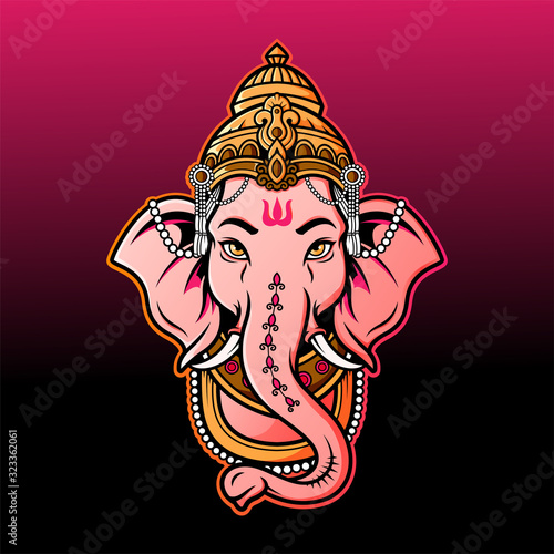 Ganesha head mascot logo