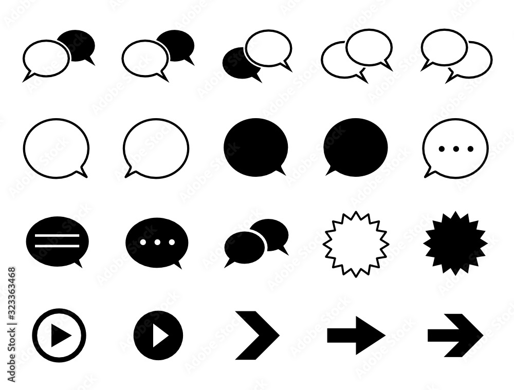 吹き出しと矢印のシンプルなアイコンセット Stock Vector Adobe Stock