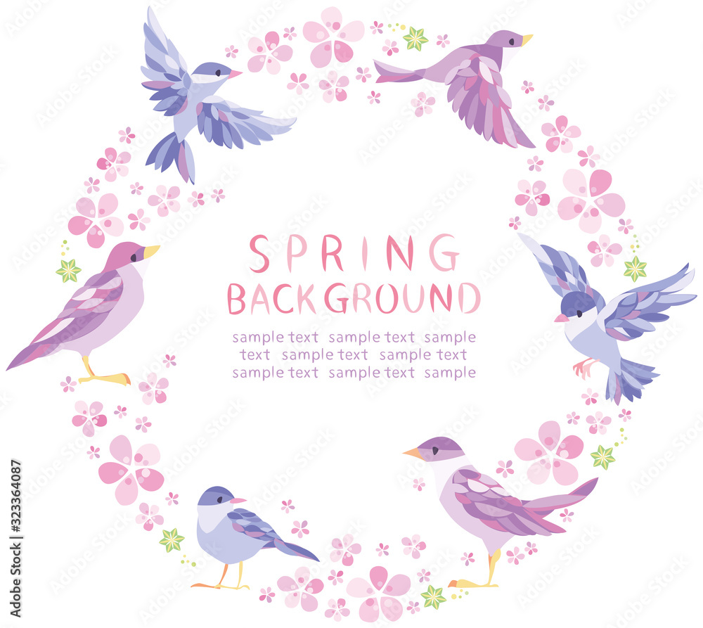 春　桜　小鳥　フレーム