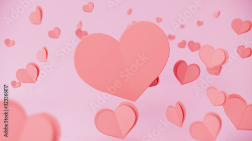 shape of heart flying on pink background, Valentine's Day