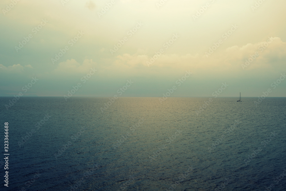 Obraz premium Morning seascape near Cefalu town on the Sicily, Italy. Natural toned background