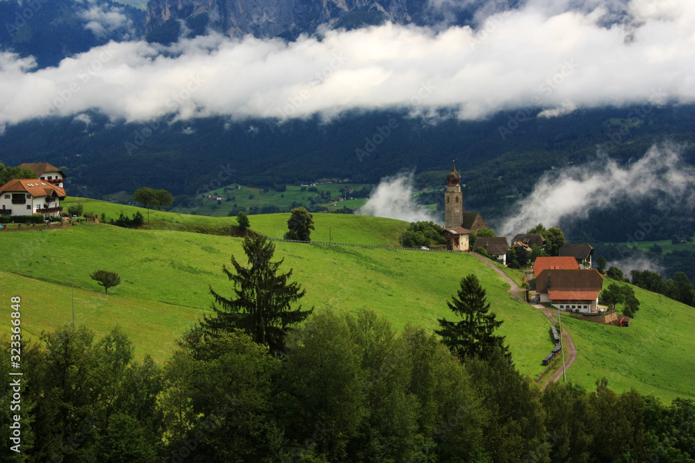 Village on the slopes of the Dolomites