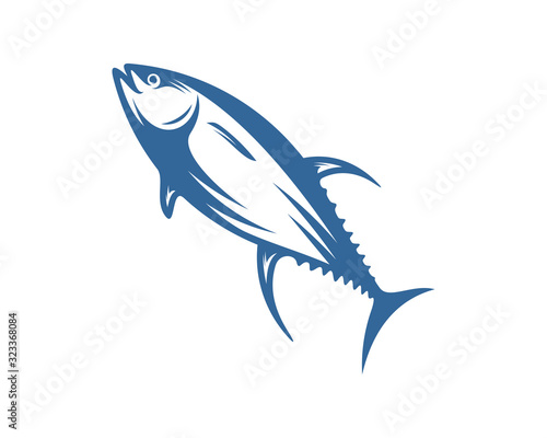 Tuna fish logo vector design template, Silhouette Tuna fish logo, Illustration