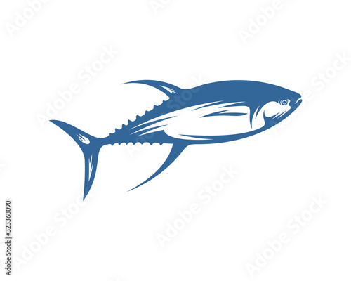 Tuna fish logo vector design template  Silhouette Tuna fish logo  Illustration