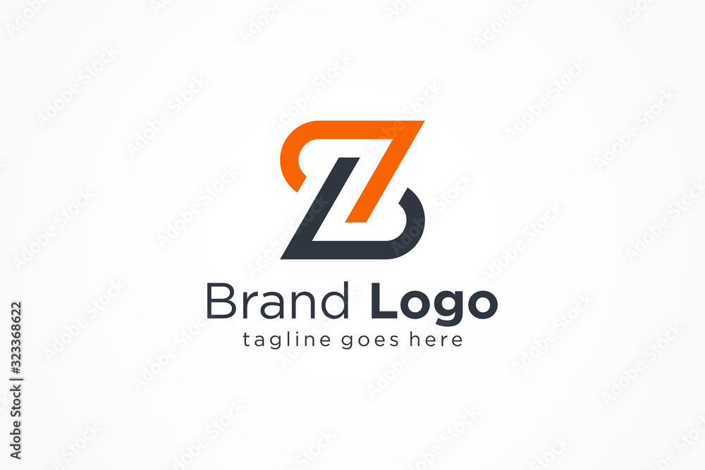 Abstract Letter Z Logo. Dark Blue Orange Square Line Rounded isolated on white background. Flat Vector Logo Design Template Element Abstract Letter Z Logo. Dark Blue Orange Square Line Rounded isolated on white background. Flat Vector Logo Design Template Element