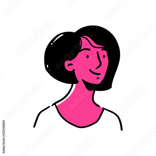 girl people avatar  isolated on white background. hand drawn line art cartoon vector illustration.