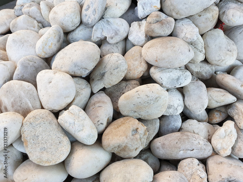 pebbles stone with Blue grass flowers texture and background