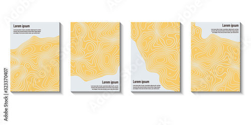 Abstract topographic brochure design templates collection. Book design, blank, print design, journal. Brochure template. Layout vector template in A5 size