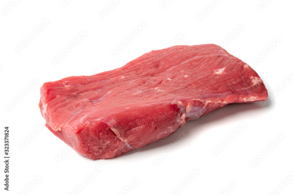 Fresh raw beef steak isolated on white background