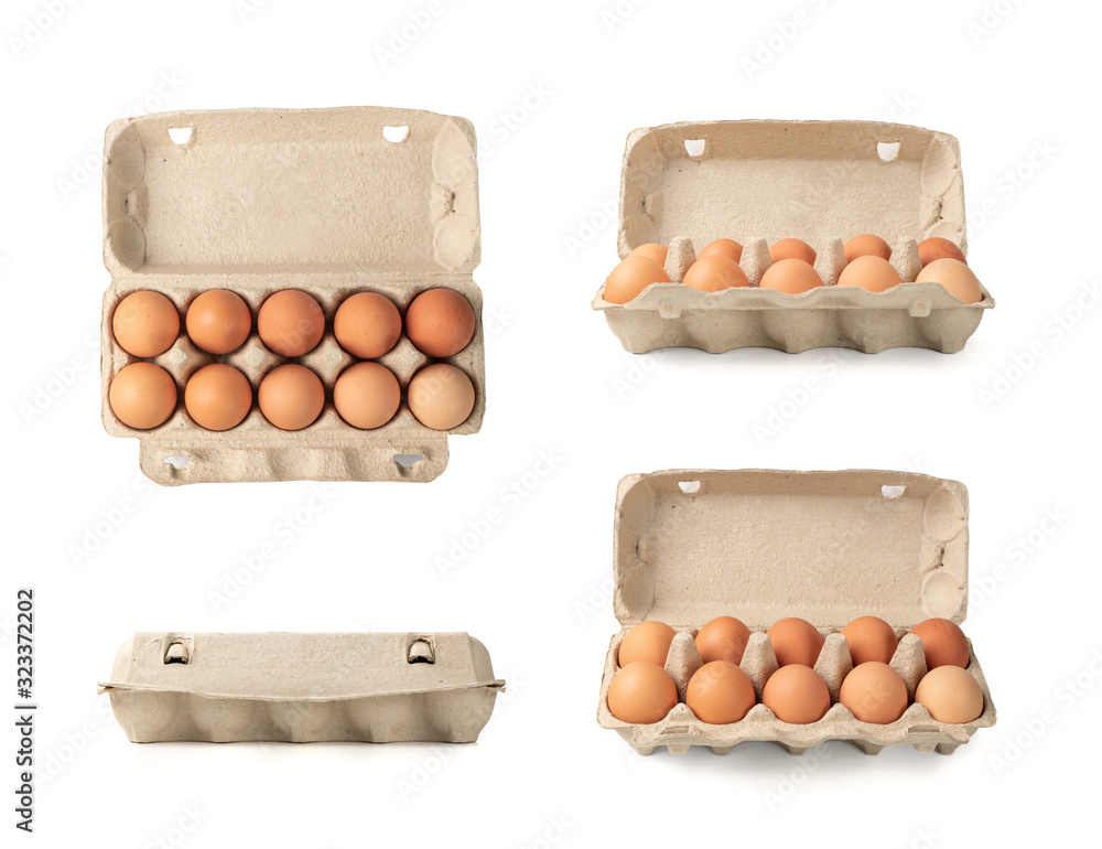 Egg Box with Chicken Eggs, Carton Pack or Egg Container Egg Box with Chicken Eggs, Carton Pack or Egg Container