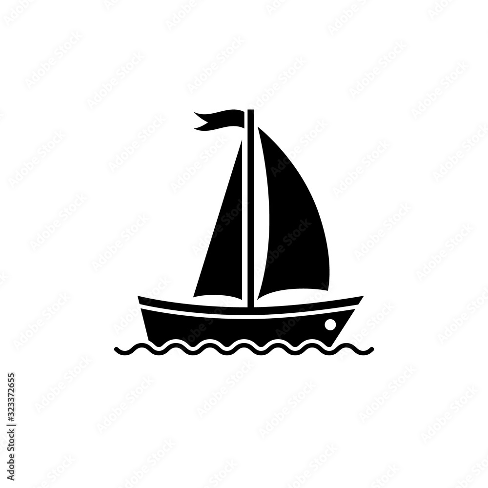 Sailing boat vector icon on a white background. Sailing boat vector icon on a white background.