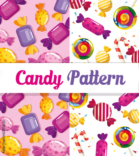 candy pattern with delicious caramels vector illustration design