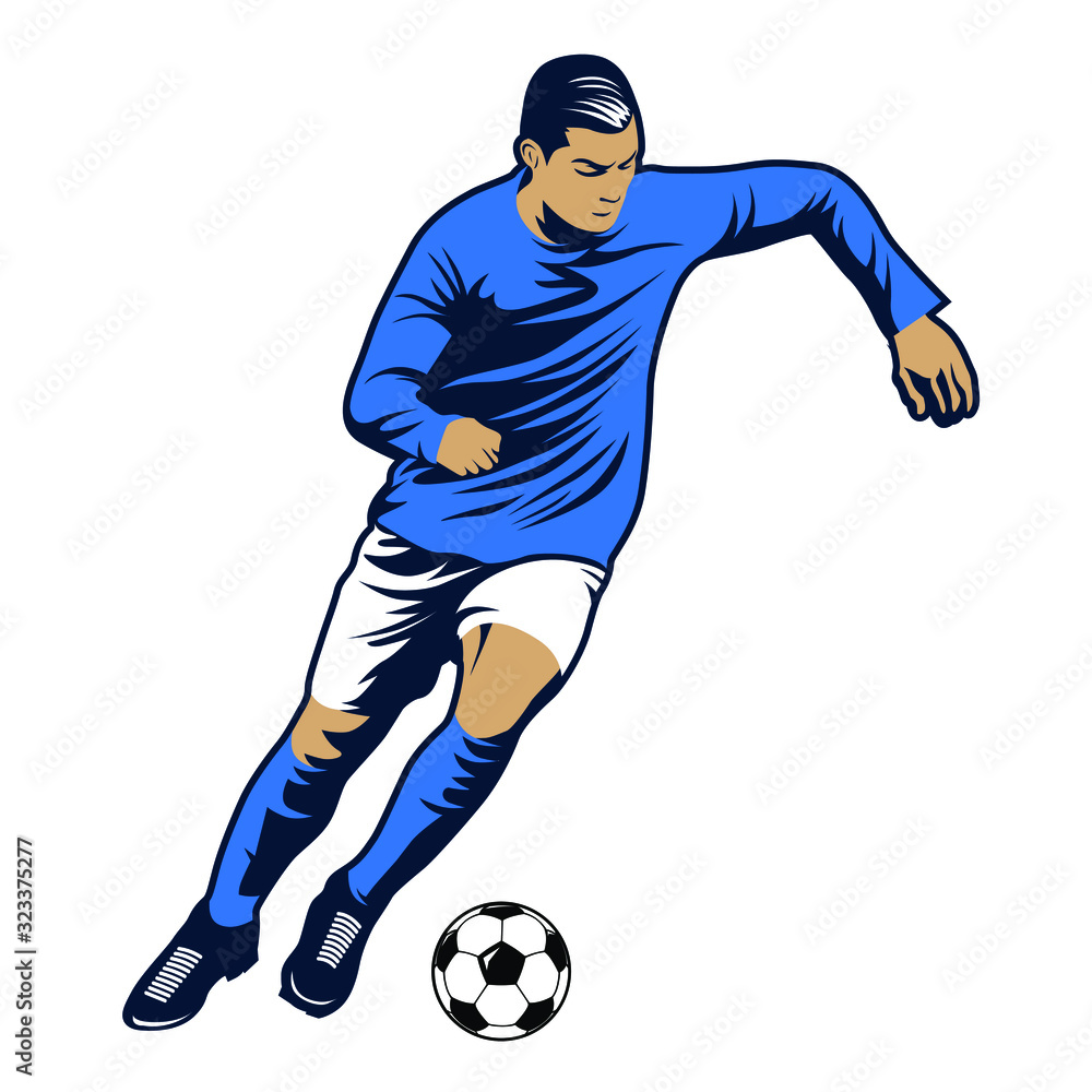 football and soccer players vector illustration. Soccer Player Kicking Ball Vector Illustration. Soccer player kicking ball, polygonal vector illustration. Vector Illustration in Simple Flat Style of