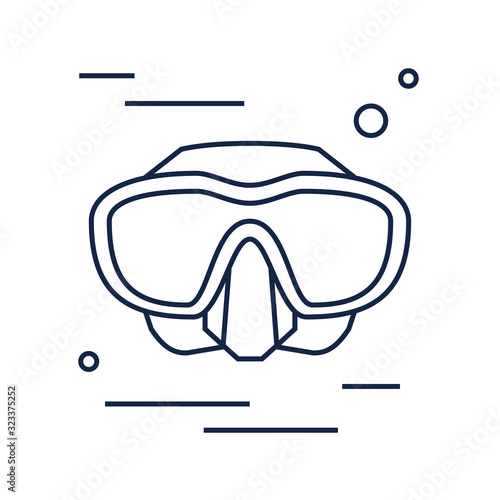 Snorkeling mask icon. Equipment for scuba diving and freediving. Isolated vector illustration on white background