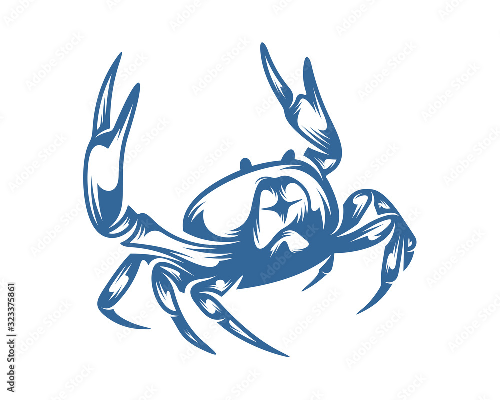 Crab logo vector design template, Silhouette Crab logo, Illustration Crab logo vector design template, Silhouette Crab logo, Illustration