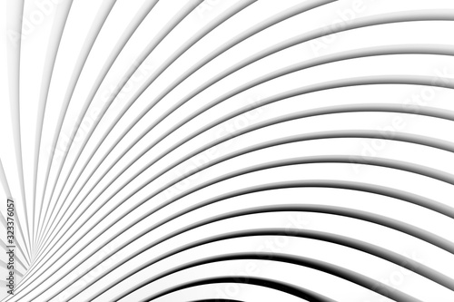 Black and white lines waves abstract background 3D illustration
