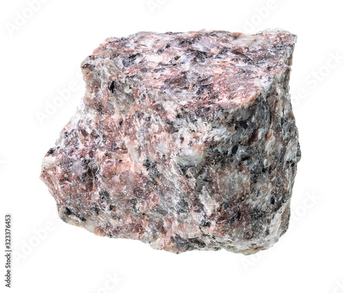 rough pink granite rock cutout on white