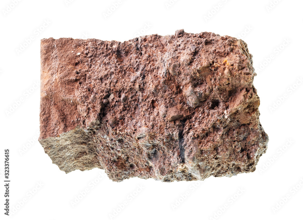 rough bauxite ore cutout on white