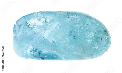 polished aquamarine (blue beryl) gemstone cutout