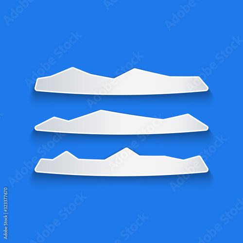 Paper cut Strips of cocaine or heroin drug icon isolated on blue background. Paper art style. Vector Illustration