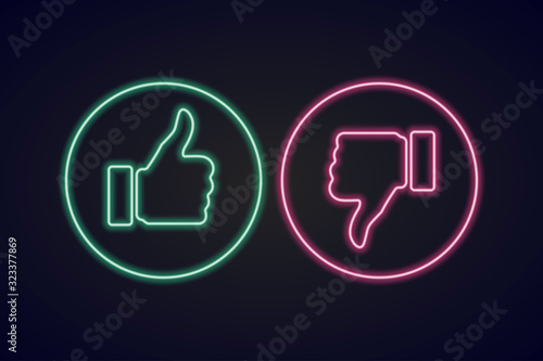 neon yes no thumb up down vector