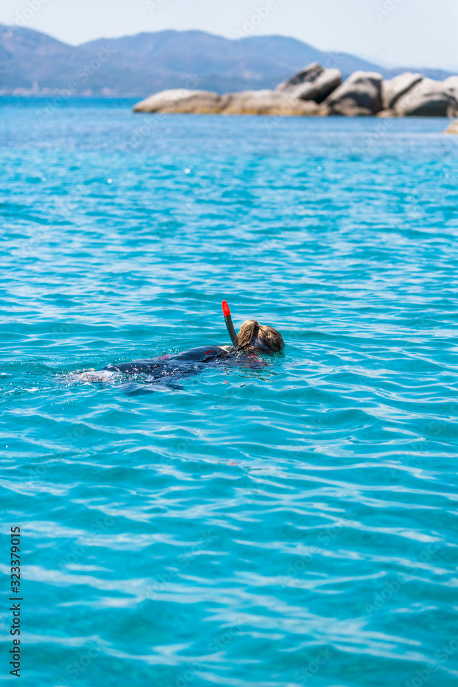 Snorkeling in sardinian emerald turquoise waters