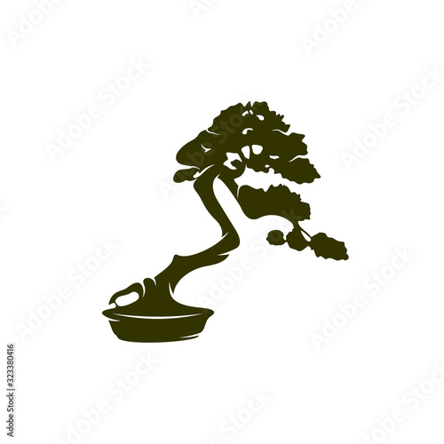 Bonsei logo vector design template, Silhouette Bonsei logo, Illustration