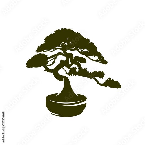 Bonsei logo vector design template, Silhouette Bonsei logo, Illustration