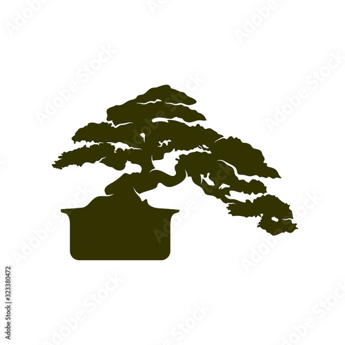 Bonsei logo vector design template, Silhouette Bonsei logo, Illustration