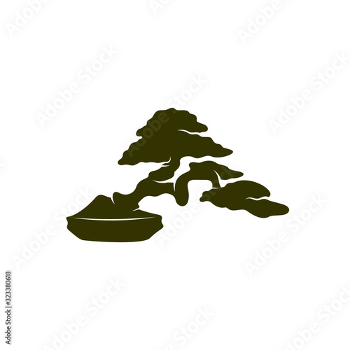 Bonsei logo vector design template, Silhouette Bonsei logo, Illustration
