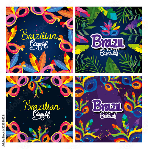 set poster of brazil with decoration vector illustration design
