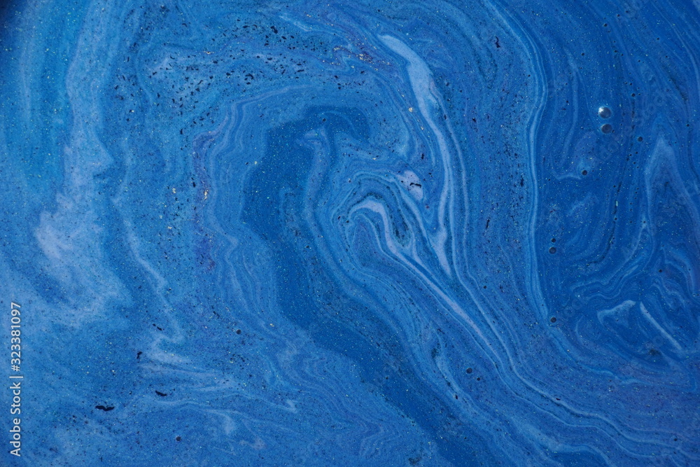 Natural Luxury. Phantom blue. Marbleized effect. Ancient oriental drawing technique. Marble texture. Acrylic painting- can be used as a trendy background for posters, cards, invitations.
