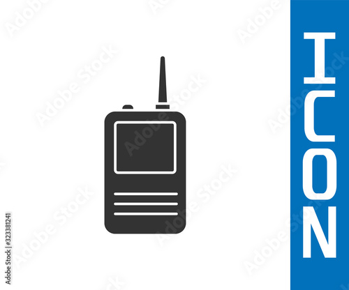 Grey Walkie talkie icon isolated on white background. Portable radio transmitter icon. Radio transceiver sign.  Vector Illustration