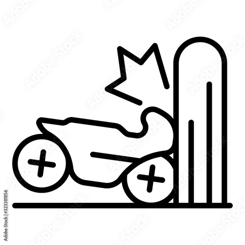 Motorcycle wall accident icon. Outline motorcycle wall accident vector icon for web design isolated on white background