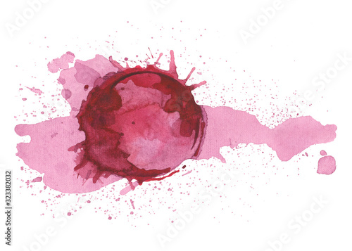 Fotografi Red wine stain isolated on white background