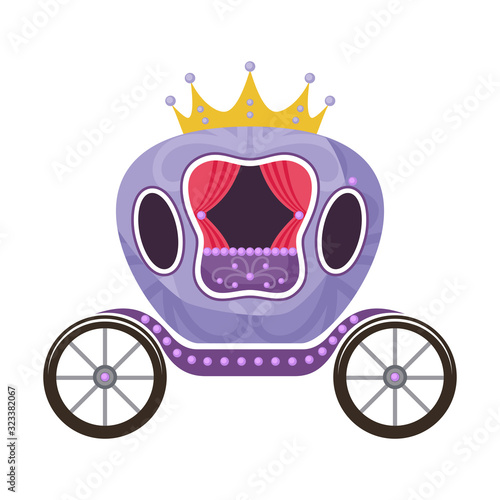 Violet fairytale royal carriage on a white background