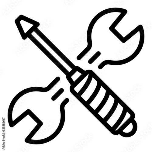 Wrench screwdriver icon. Outline wrench screwdriver vector icon for web design isolated on white background