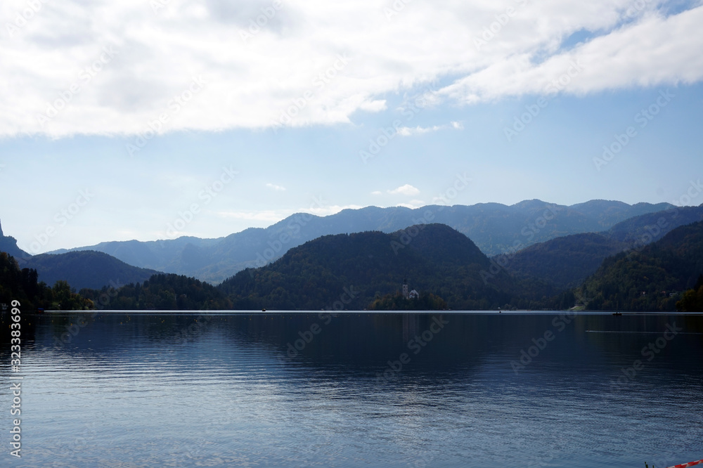 Lake Bled, Bled, Slovenia - 30 September 2017 : The scenery of Lake Bled and European Historical Castle in Slovenia