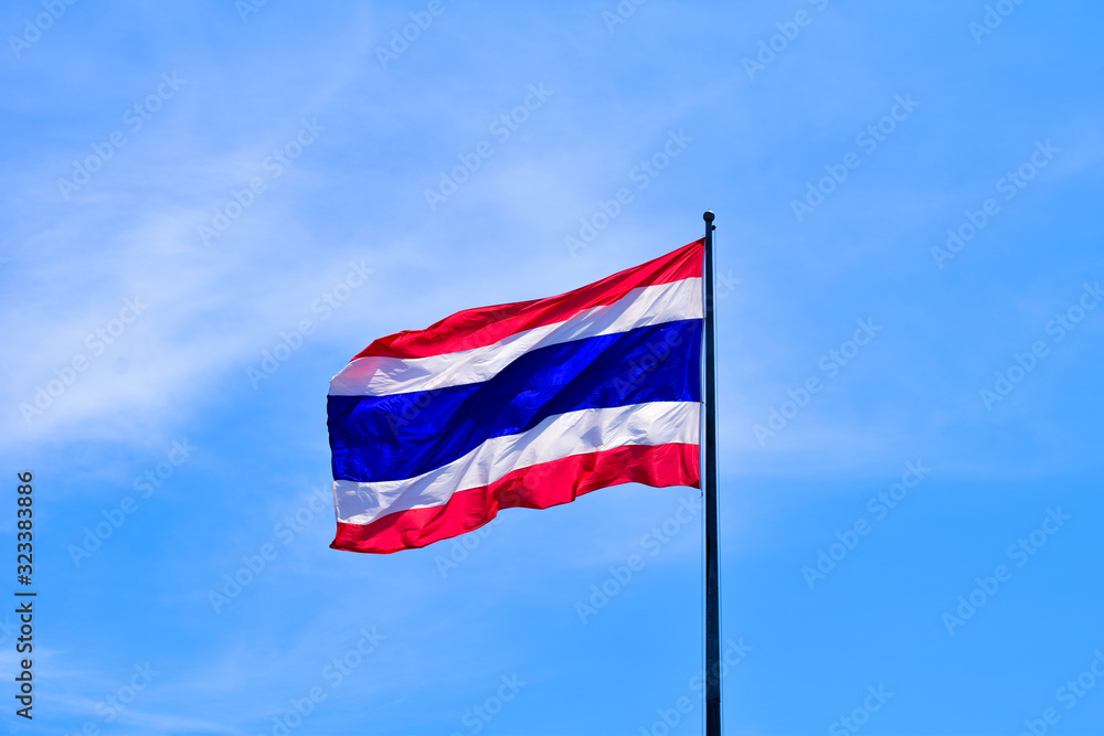 National Thailand flag waving in the wind