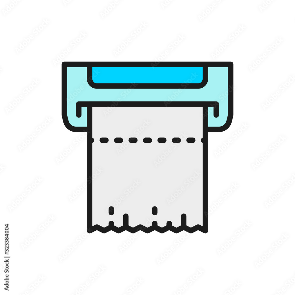 Wall napkin holder, hand dryer flat color line icon. Wall napkin holder, hand dryer flat color line icon.
